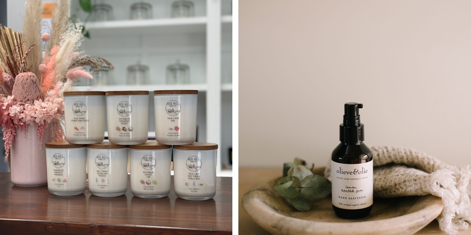 Red Hill Candle Co Dromana Olieve & Olie Rosebud Candles Skincare Gifts Mornington Peninsula