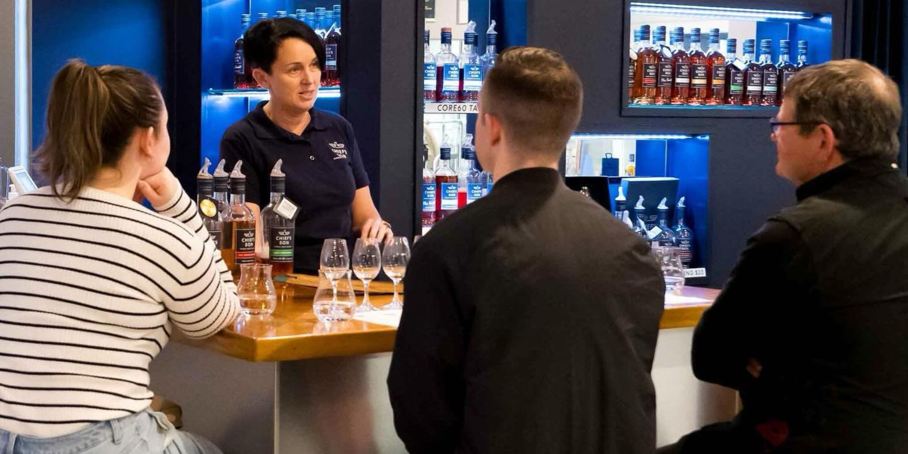 Naomi McIntosh giving a tasting at the Somerville Distillery